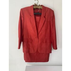 Vintage Red Linen Cearces Rech Paris Suit